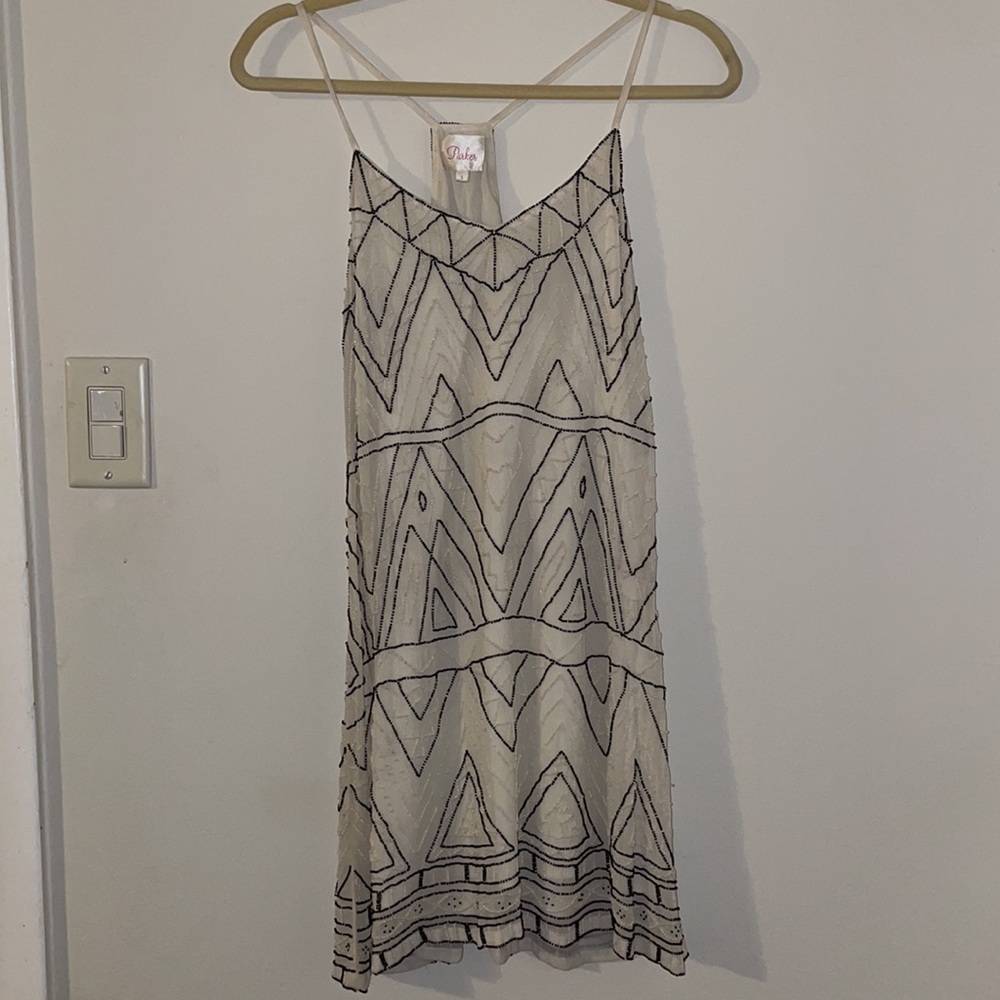 Parker Beaded Black and White Dress